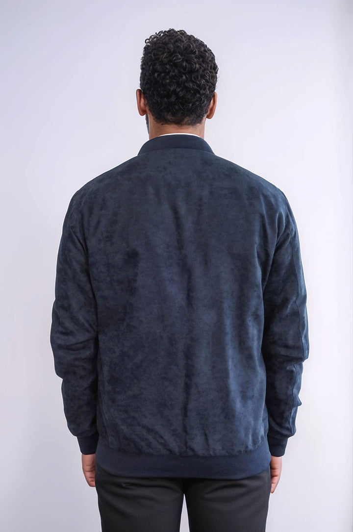 WSS Flap Pockets Suede Dark Blue Men Bomber Coat  - The Acreage