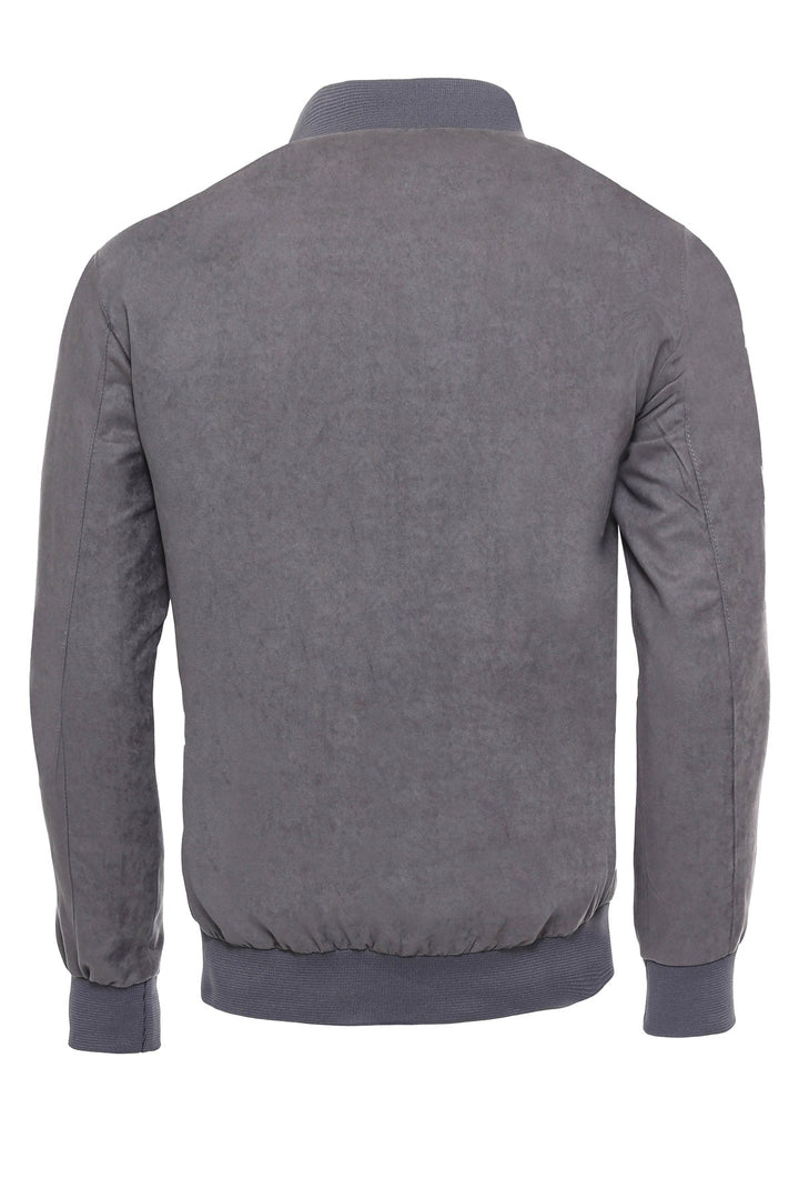 WSS Grey Patch Pockets Suede Bomber Coat  - Singen