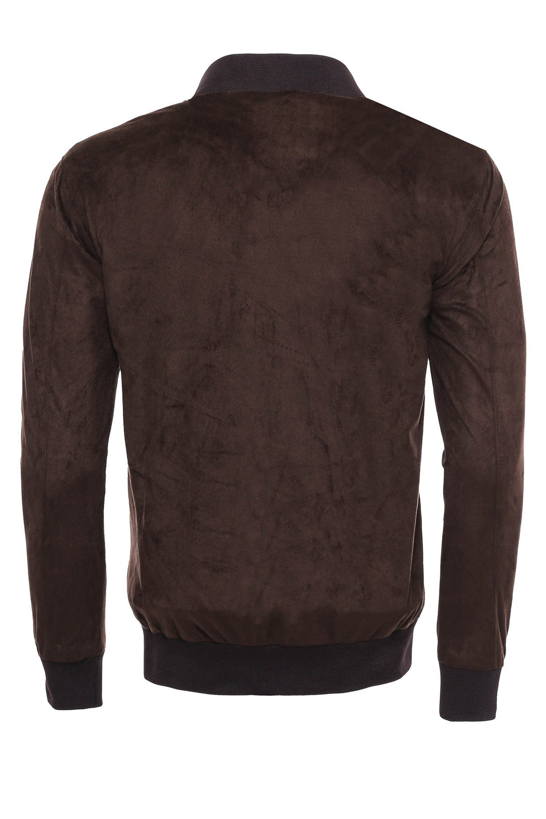 WSS Flap Pockets Suede Brown Men Bomber Coat  - Singen