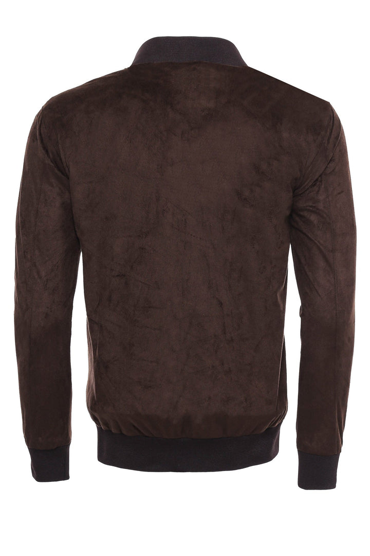 WSS Flap Pockets Suede Brown Men Bomber Coat  - Singen