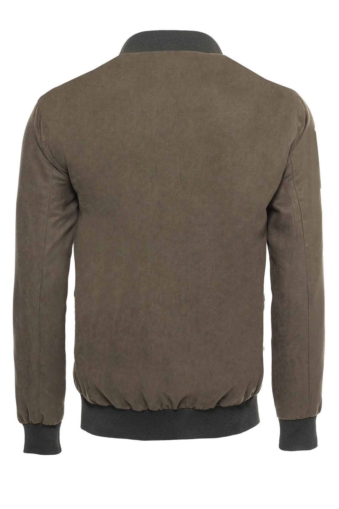 WSS Flap Pockets Suede Khaki Men Bomber Coat  - Singen