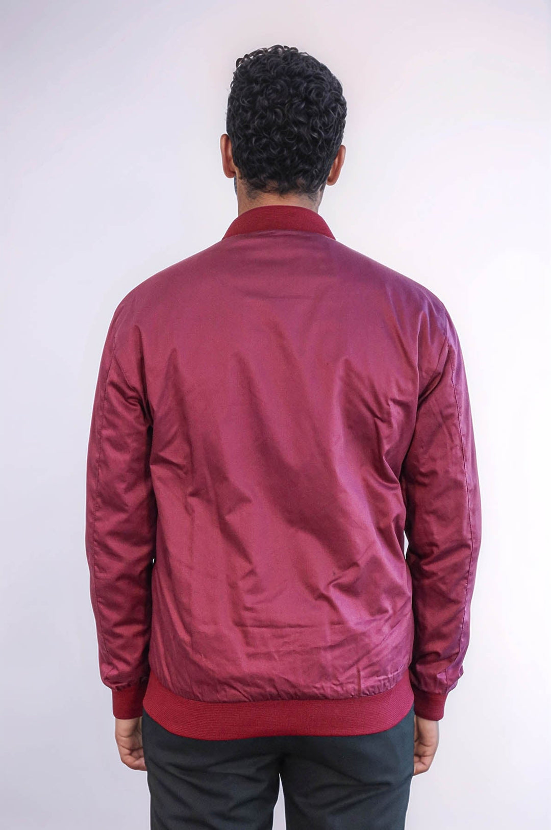 WSS Flap Pockets Zippered Burgundy Men Bomber Coat  - Valrico