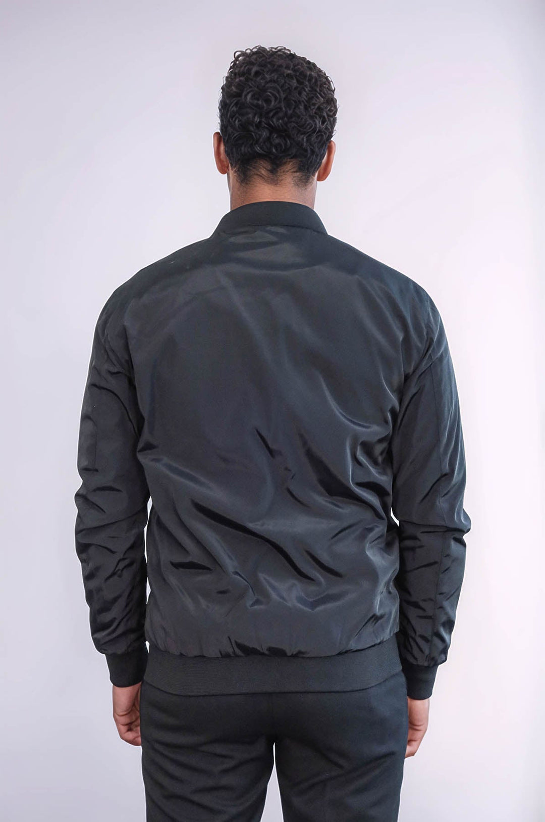 WSS Flap Pockets Zippered Black Men Bomber Coat  - Azusa