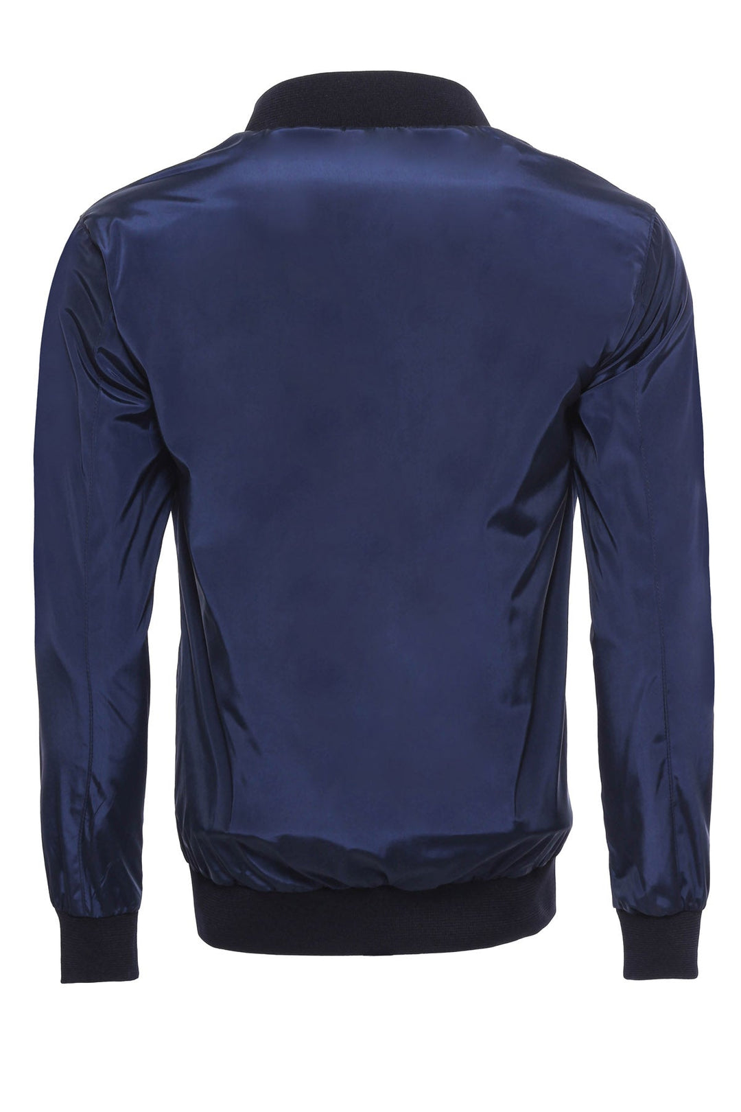 WSS Flap Pockets Zippered Blue Men Bomber Coat  - Singen