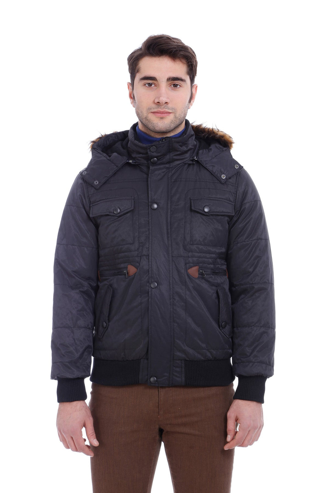 WSS 6 Pocket Bondite Zippered Hooded Black Coat- - Delray Beach