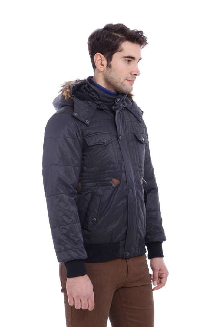 WSS 6 Pocket Bondite Zippered Hooded Black Coat- - Delray Beach