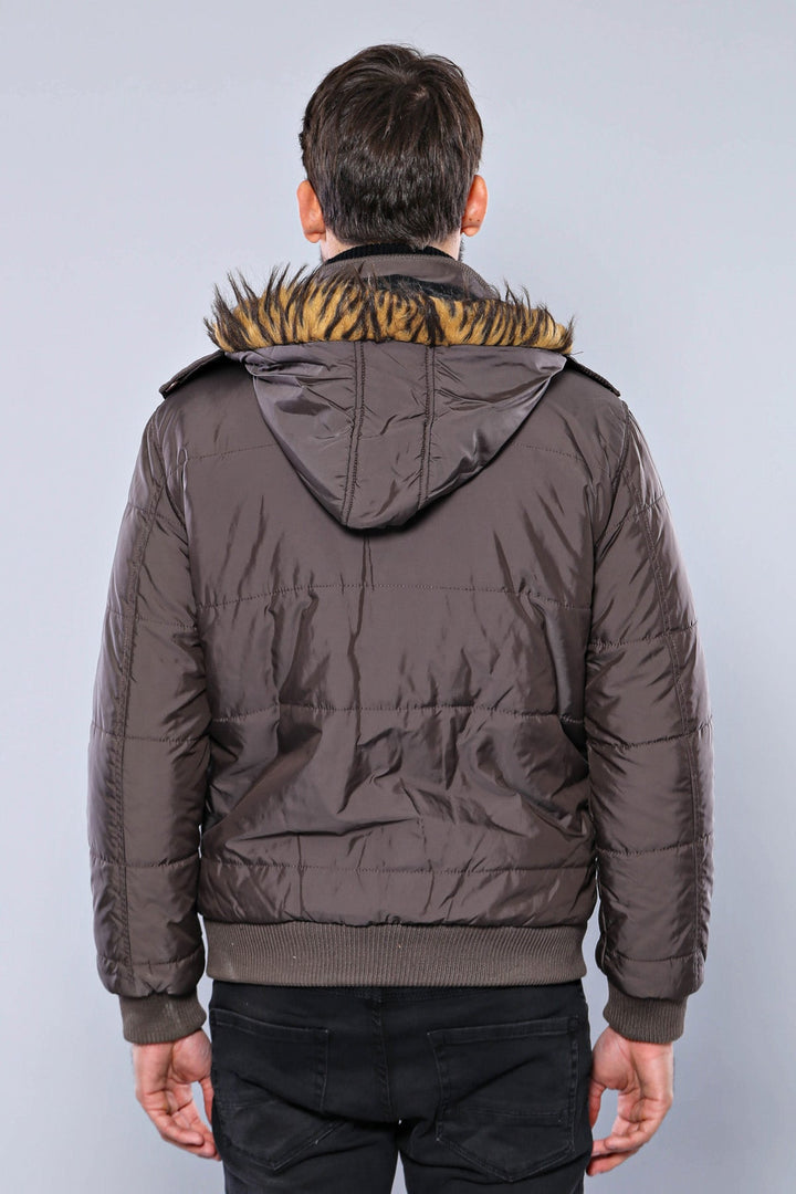 WSS 6 Pocket Bondite Zippered Hooded Brown Coat- - Ciudad Constitución