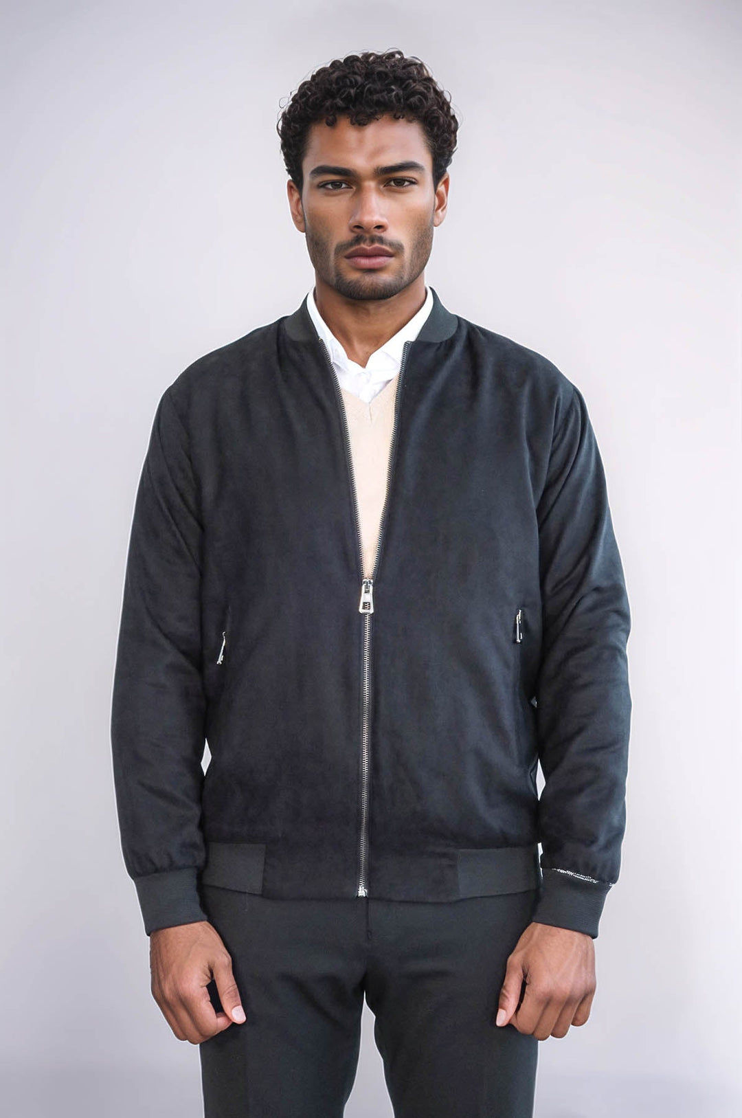 WSS Plain Zippered Pockets Black Men Bomber Coat  - Rotterdam