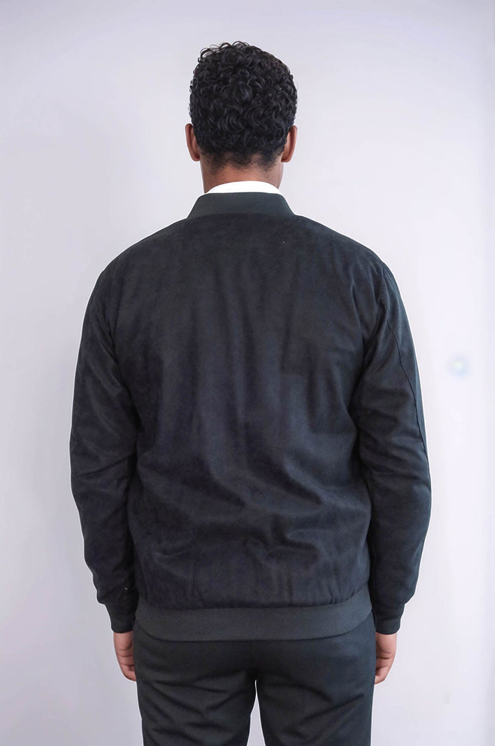 WSS Plain Zippered Pockets Black Men Bomber Coat  - Rotterdam
