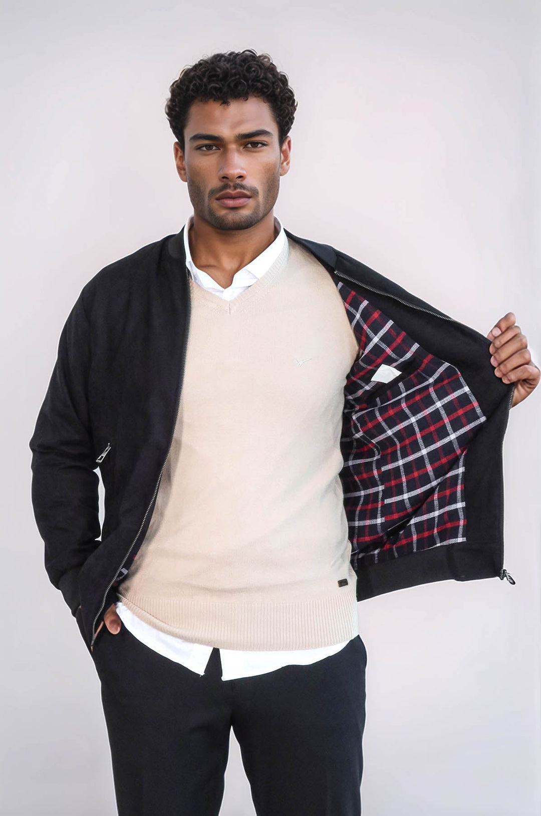 WSS Plain Zippered Pockets Black Men Bomber Coat  - Rotterdam