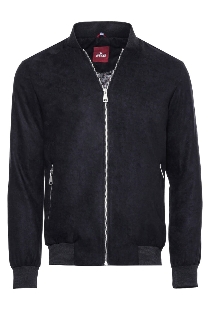 WSS Plain Zippered Pockets Black Men Bomber Coat  - Airdrie