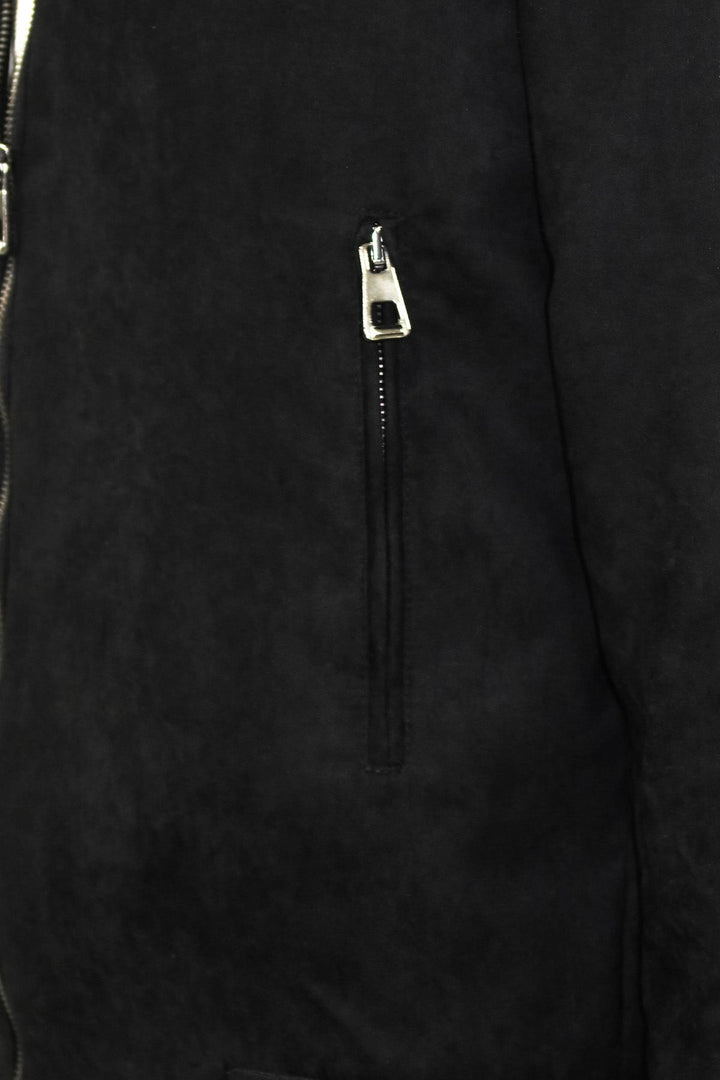 WSS Plain Zippered Pockets Black Men Bomber Coat  - Airdrie
