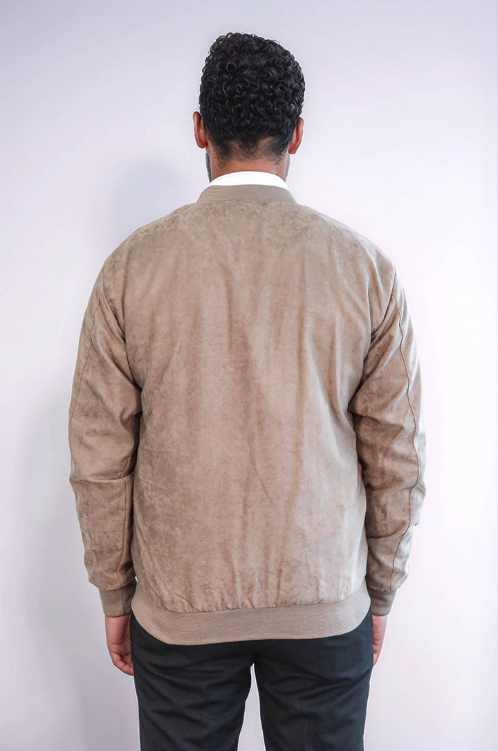 WSS Plain Zippered Pockets Cream Men Bomber Coat  - Turnhout