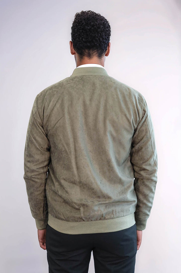 WSS Plain Zippered Pockets Light Green Men Bomber Coat  - Cluj-Napoca