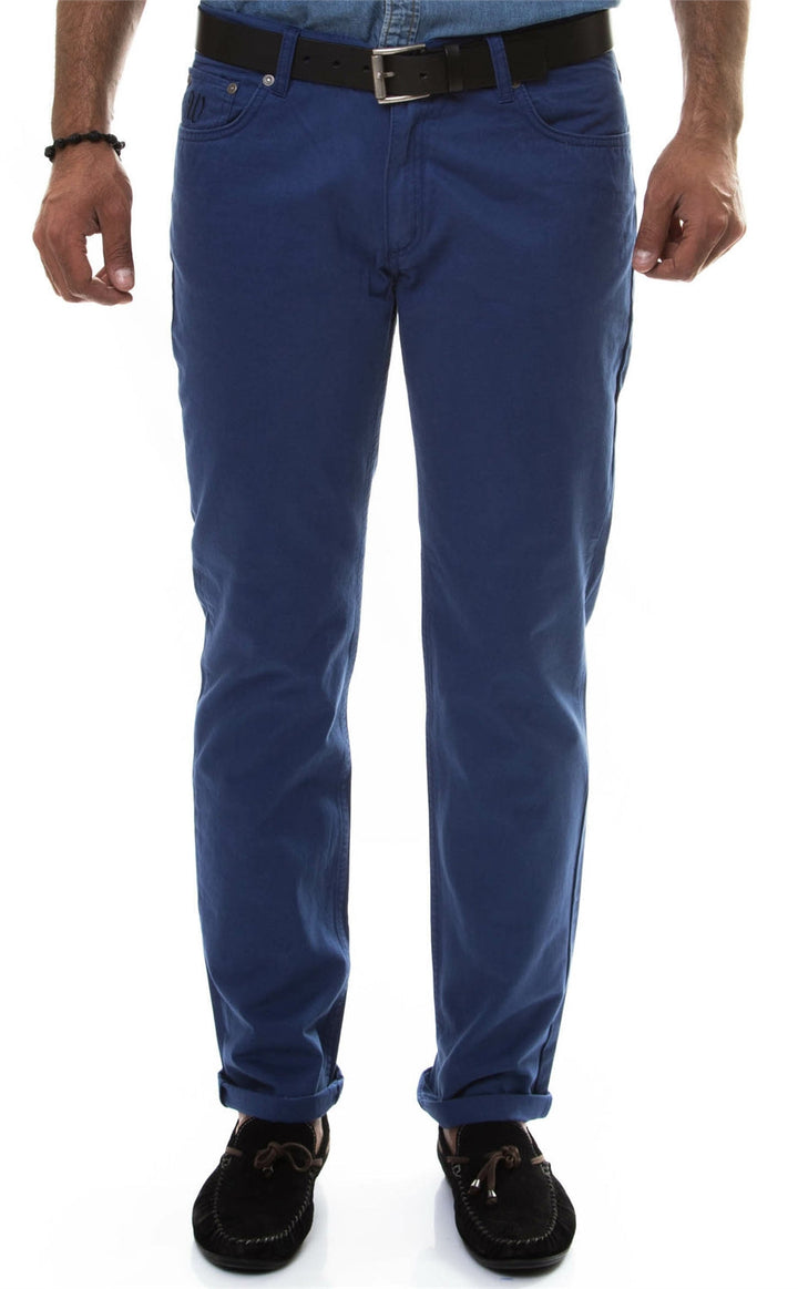 WSS Slim Fit 5 Pocket Cotton Blue Men Trousers - Busto Arsizio