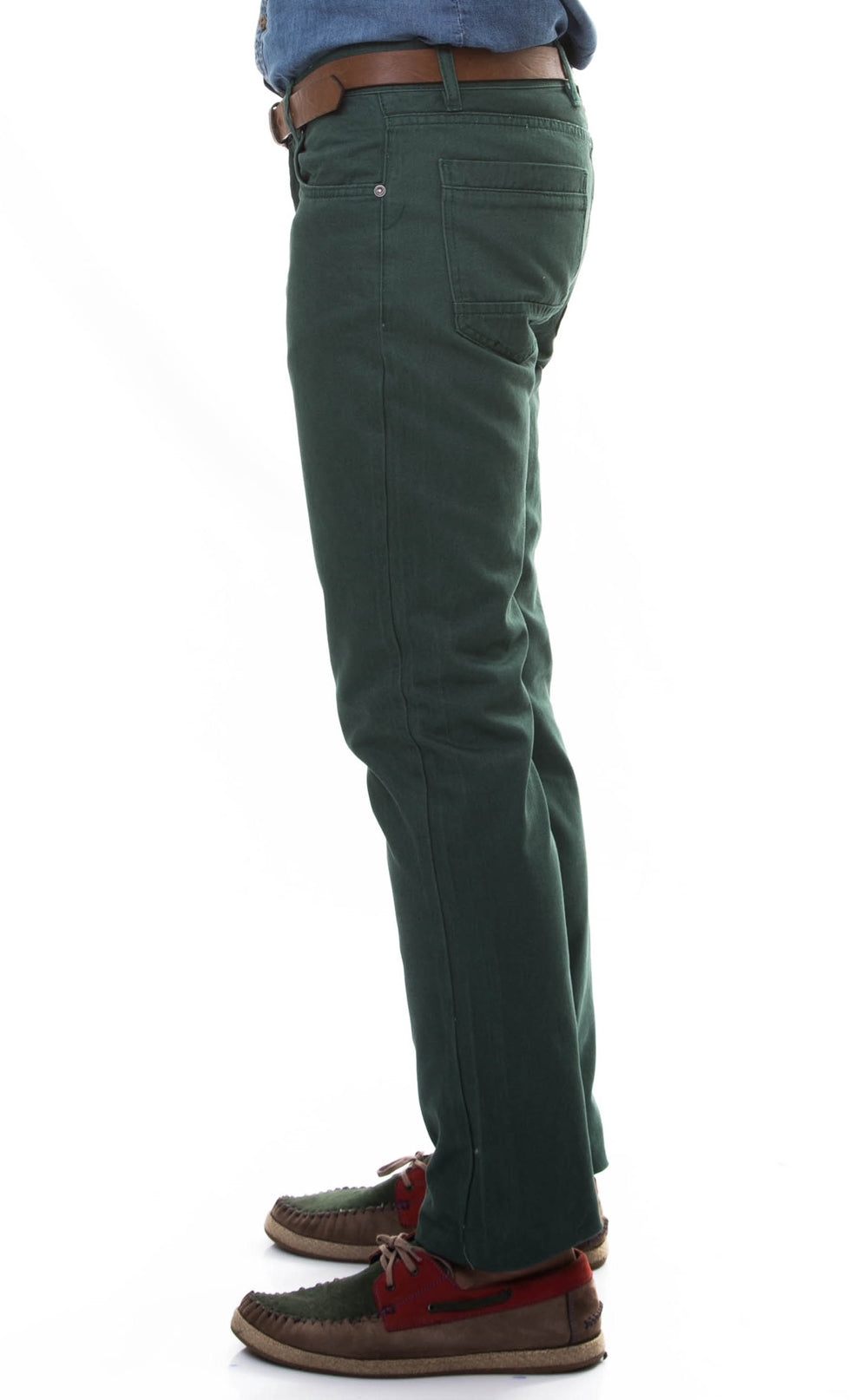 WSS Slim Fit 5 Pocket Cotton Green Men Trousers - Boise