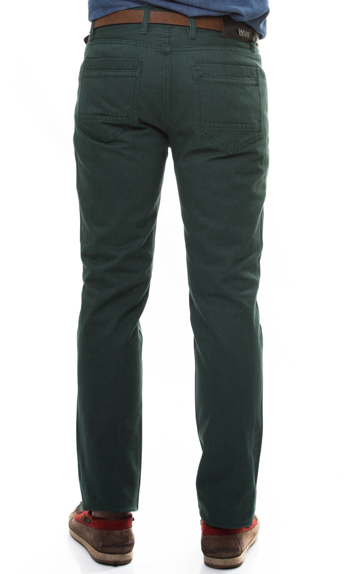 WSS Slim Fit 5 Pocket Cotton Green Men Trousers - Boise