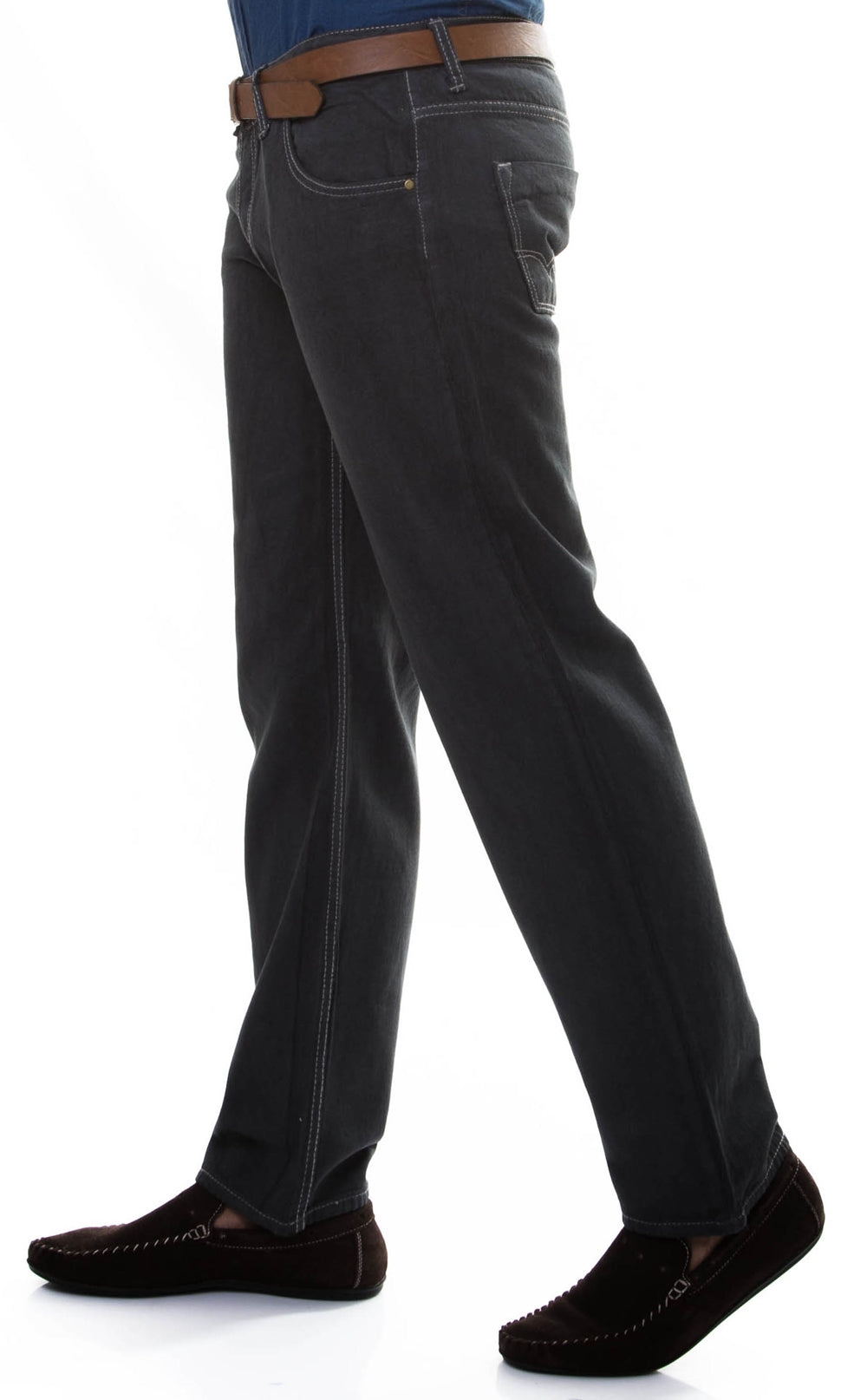 WSS Slim Fit Straight Cut Washed Anthracite Men Trousers - Rowley Regis