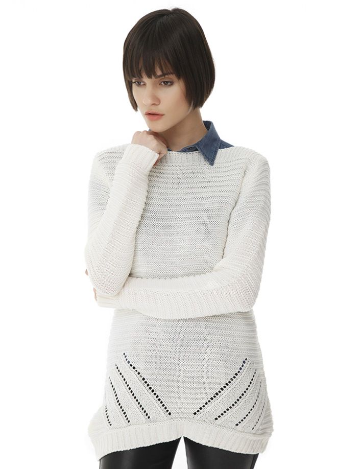 SNS Sense Ecru Pool Neck Width Hair Braided Skirt End Diagonal Striped Tri - Molina de Segura