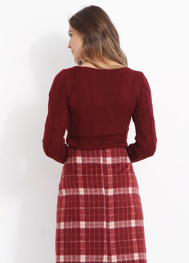 SNS Burgundy Wide Hair Knit Sweater - Bedford