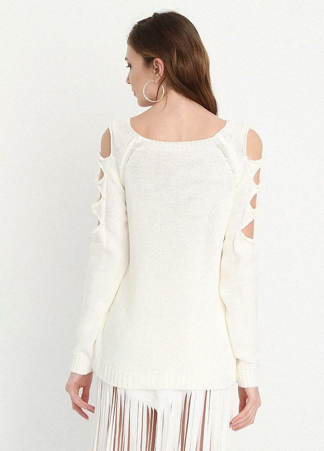 SNS Sense Ecru Sweater with Cut Shoulders - Lochau