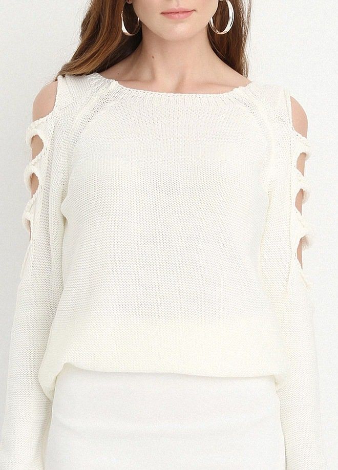 SNS Sense Ecru Sweater with Cut Shoulders - Lochau
