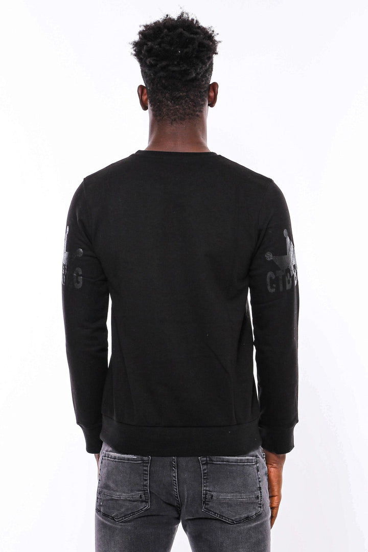 WSS Hooded Silver Grey Tiger Patterned Black Slim Fit Sweatshirt  - Six-Fours-les-Plages
