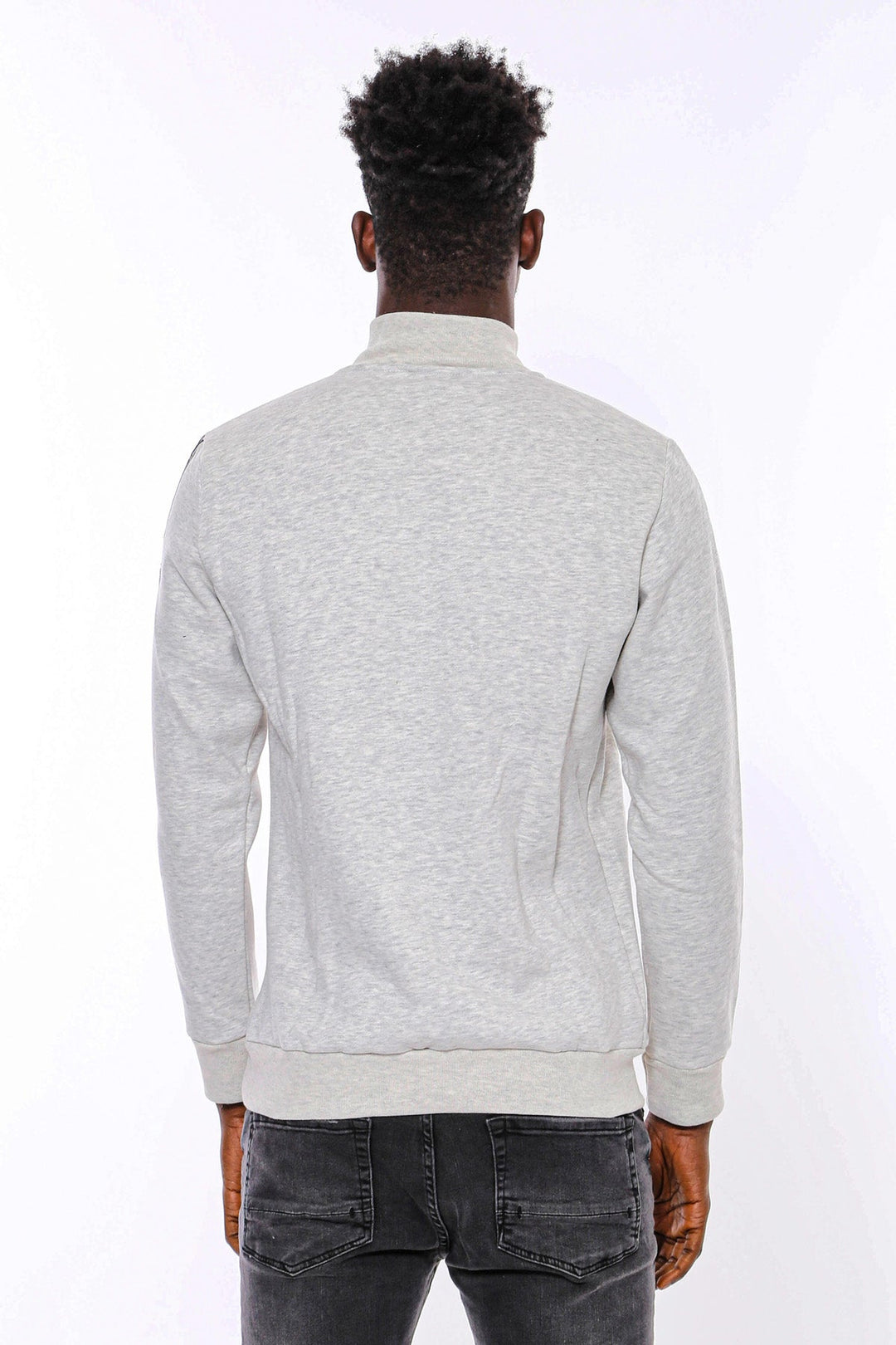 WSS Mandarin Collar Patterned Grey Sweatshirt  - Washington
