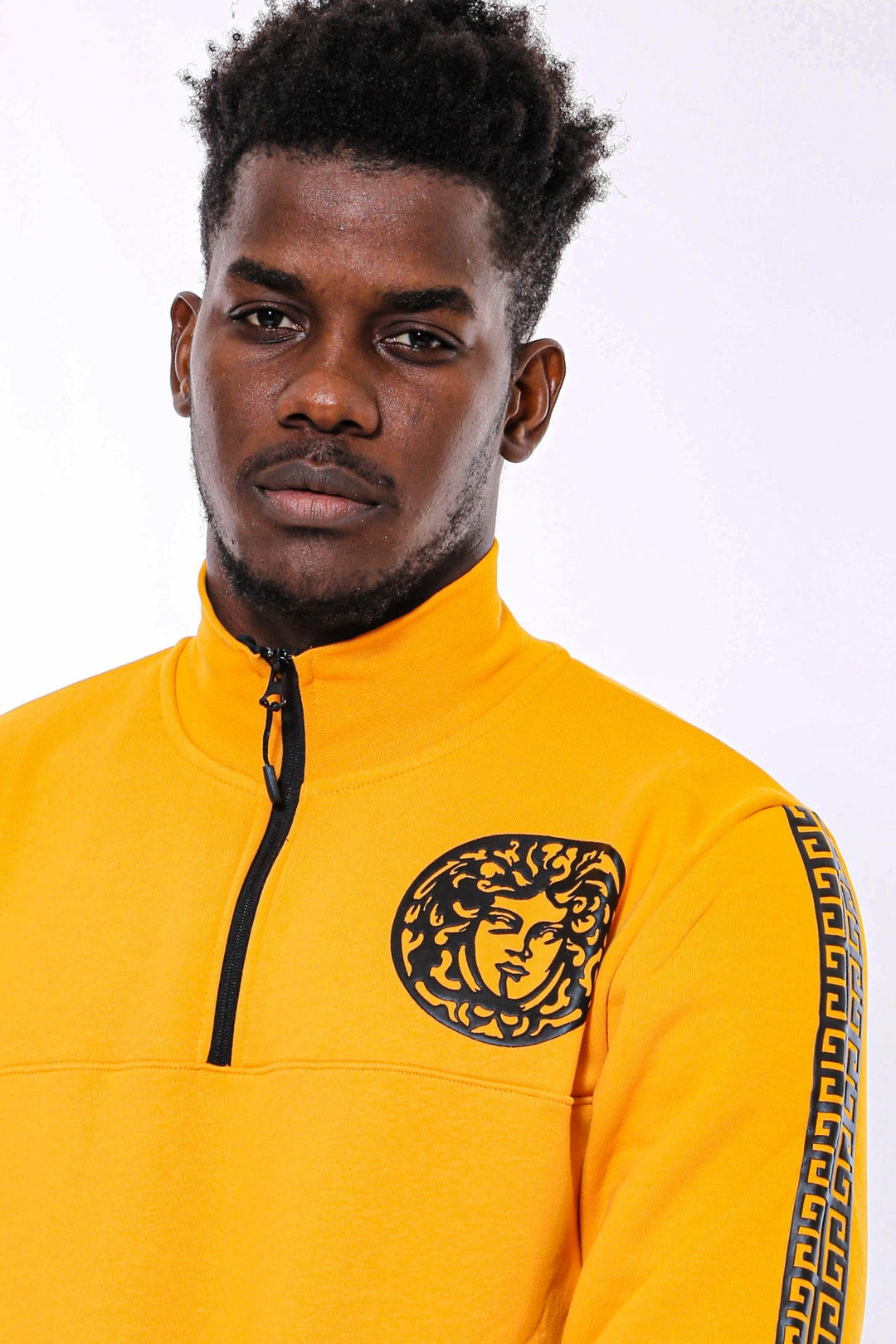WSS Yellow Mandarin Collar Patterned Sweatshirt  - Tizimín