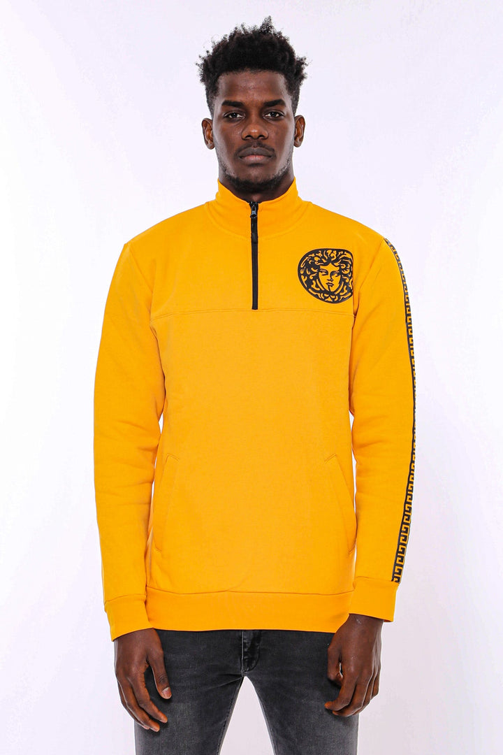 WSS Yellow Mandarin Collar Patterned Sweatshirt  - Tizimín