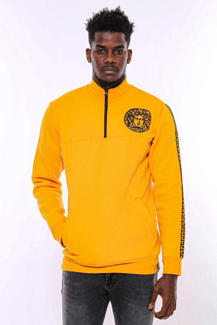 WSS Yellow Mandarin Collar Patterned Sweatshirt  - Tizimín
