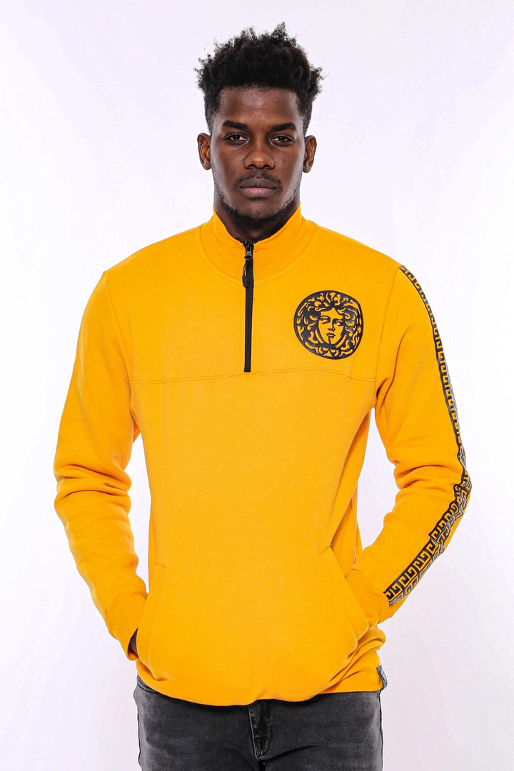 WSS Yellow Mandarin Collar Patterned Sweatshirt  - Tizimín