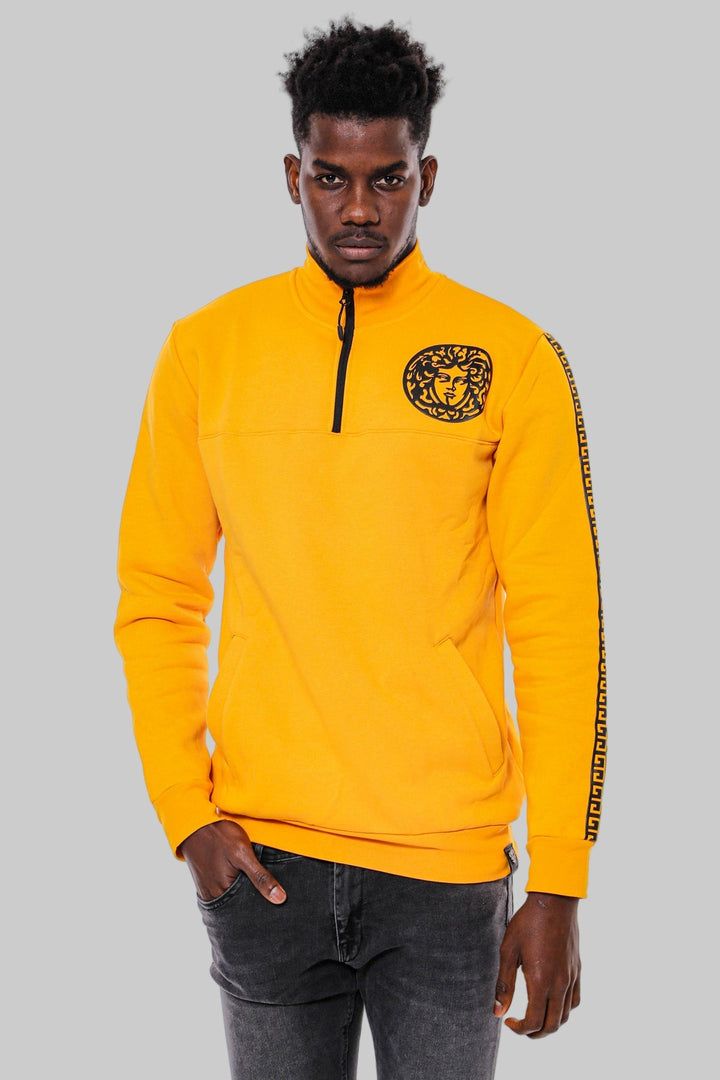 WSS Yellow Mandarin Collar Patterned Sweatshirt  - Tizimín