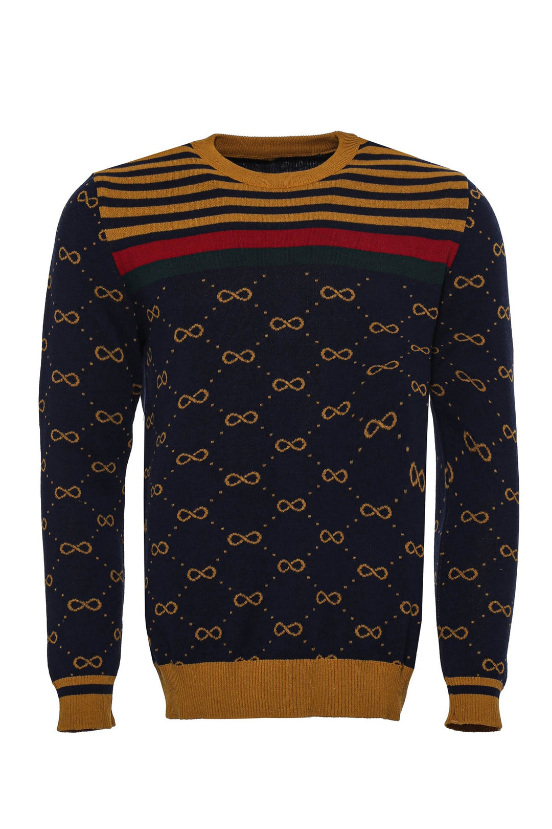 WSS Camel Crew Neck Knitwear Asymmetric Patterned   - Singen