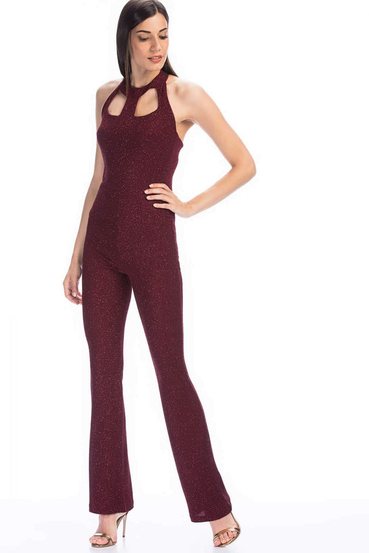SNS Sense Bordeaux Front Window Glittery Jumpsuit - Bradford