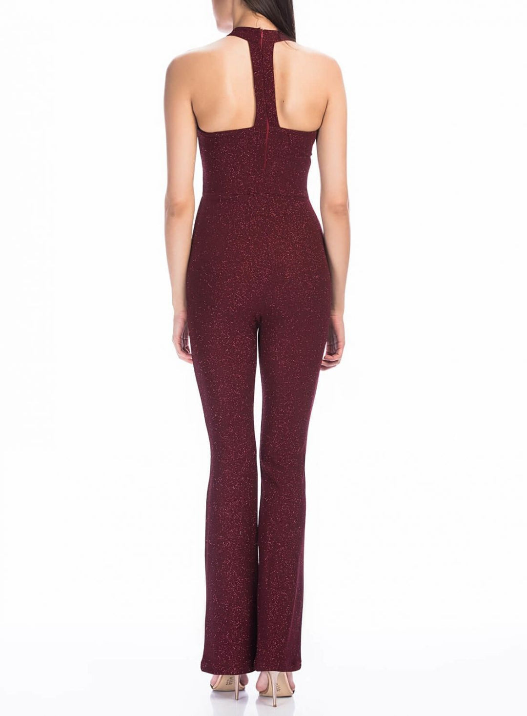 SNS Sense Bordeaux Front Window Glittery Jumpsuit - Bradford