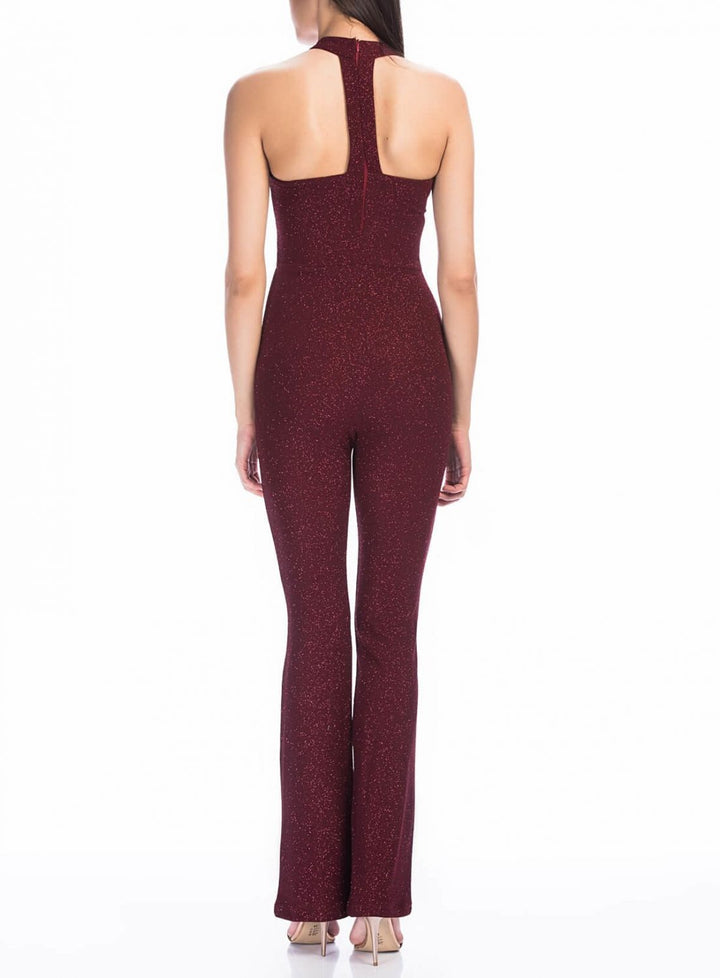 SNS Sense Bordeaux Front Window Glittery Jumpsuit - Bradford