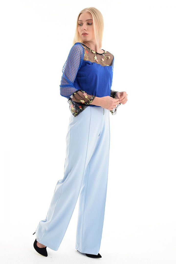 SNS Sense Ice Blue Pants - Front Zipper and Snap Stitched Pants - Cozumel