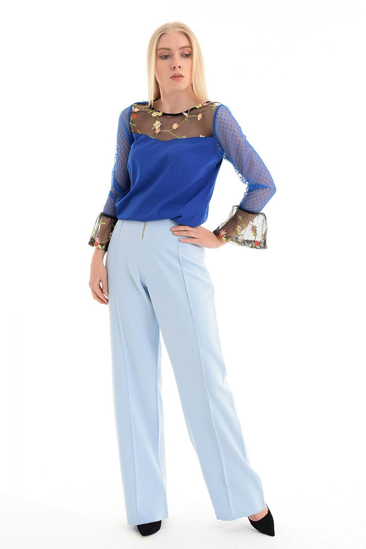 SNS Sense Ice Blue Pants - Front Zipper and Snap Stitched Pants - Cozumel