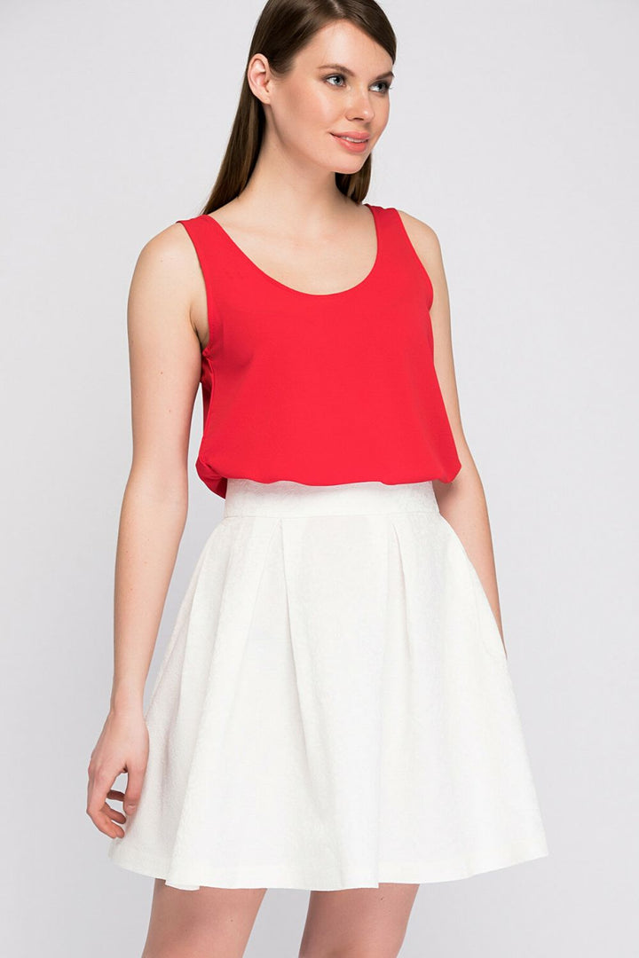 SNS Ecru Pleated Jacquard Skirt - Zákynthos