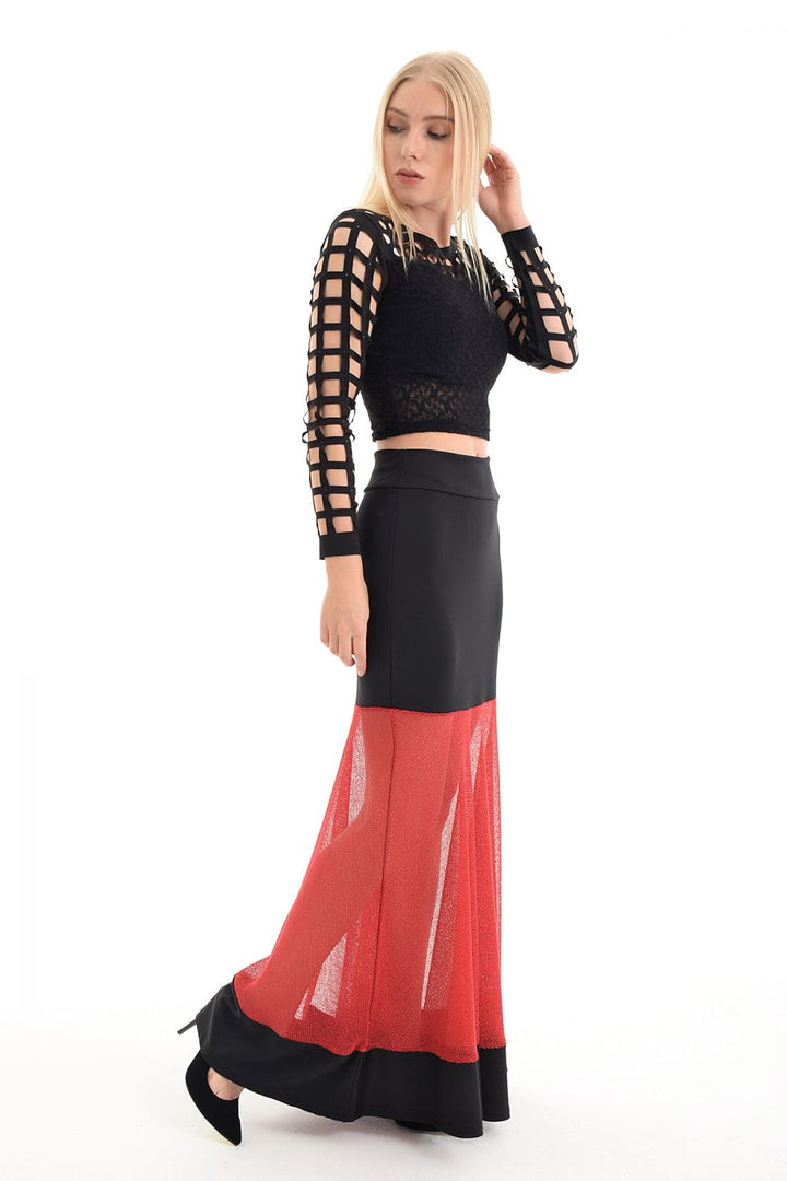 SNS Sense Red Skirt - Tulle Trimmed Flared Skirt - Villagarcía de Arosa