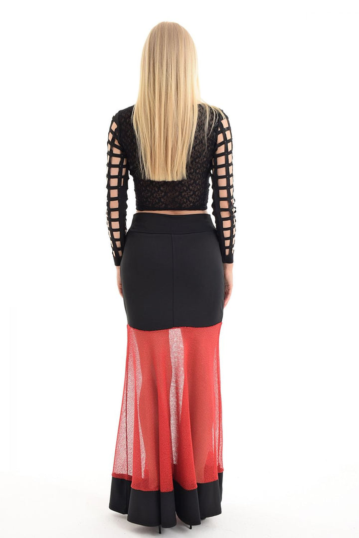 SNS Sense Red Skirt - Tulle Trimmed Flared Skirt - Villagarcía de Arosa