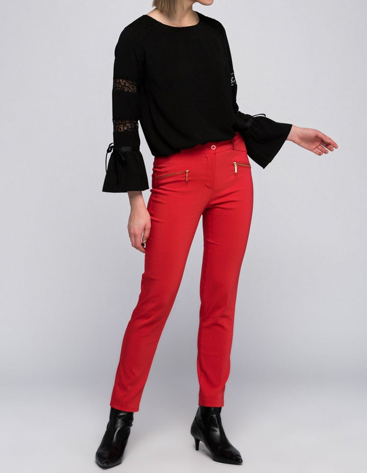 SNS Sense Red Zippered Pocket Pencil Pants - Accrington