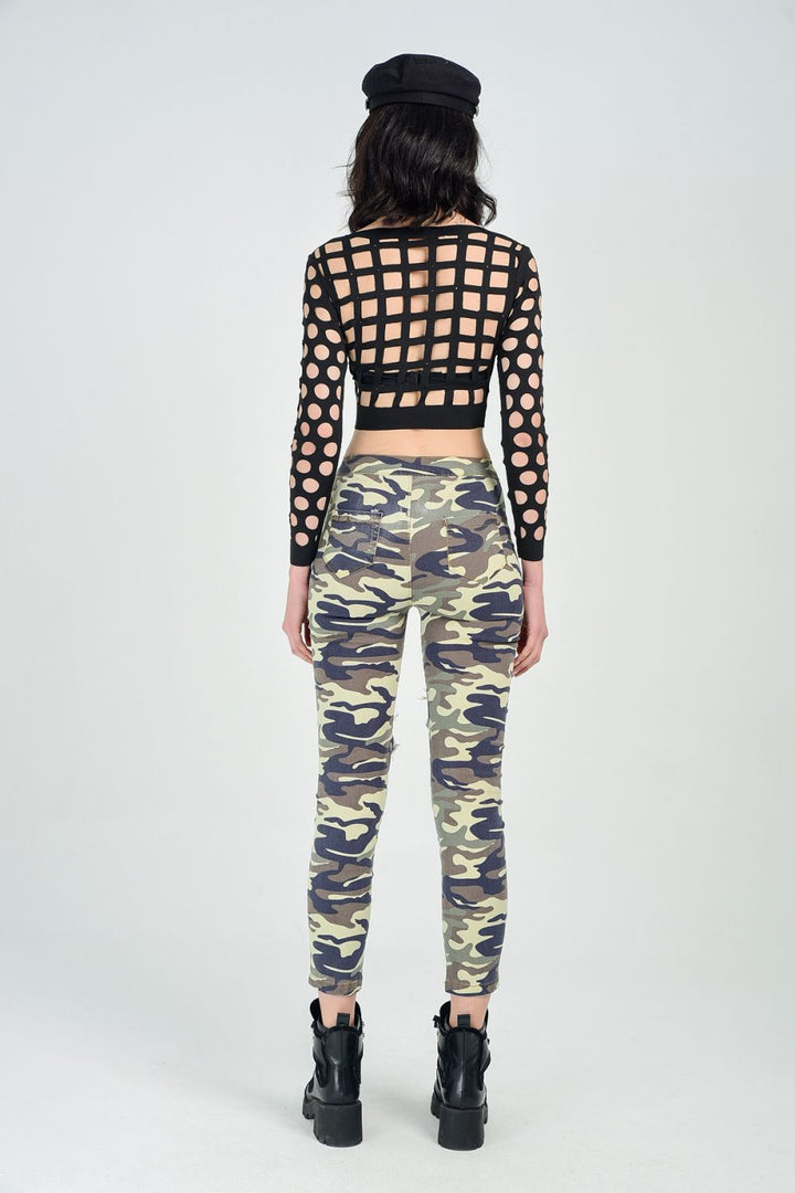 SNS Sense Laci Beige Camouflage Camouflage Patterned Pants - Binghamton