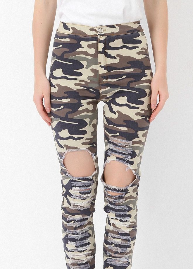 SNS Sense Laci Beige Camouflage Camouflage Patterned Pants - Binghamton
