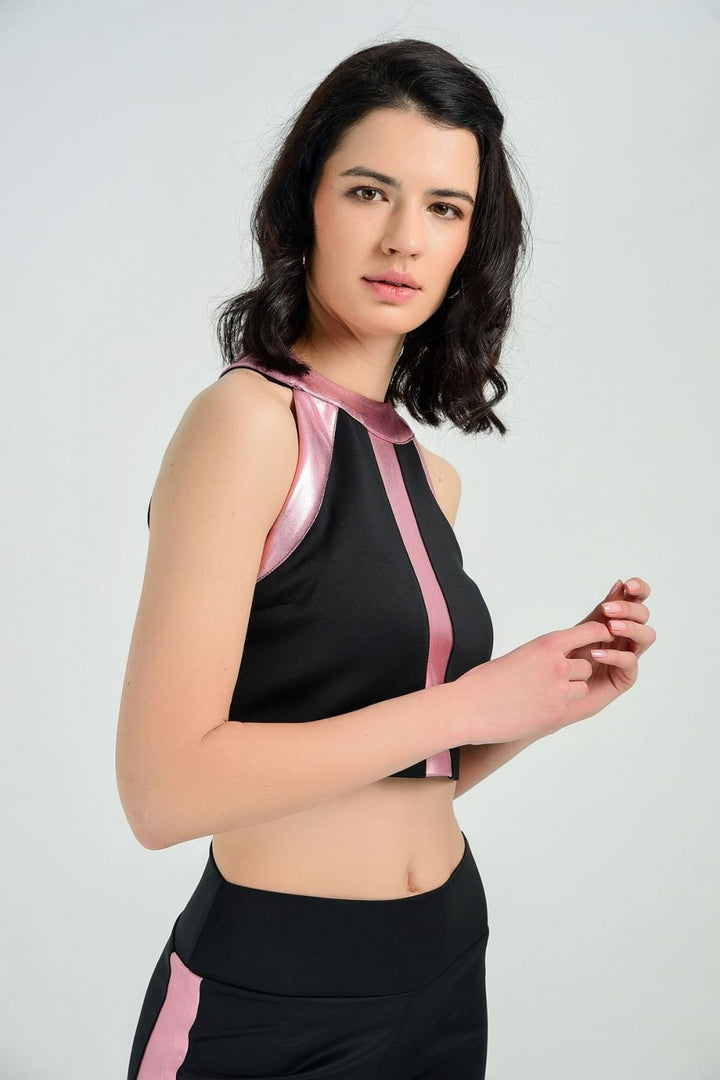 SNS Sense Bustier Pink Lace and Gold Foil Garnished Blouse - ’s-Hertogenbosch
