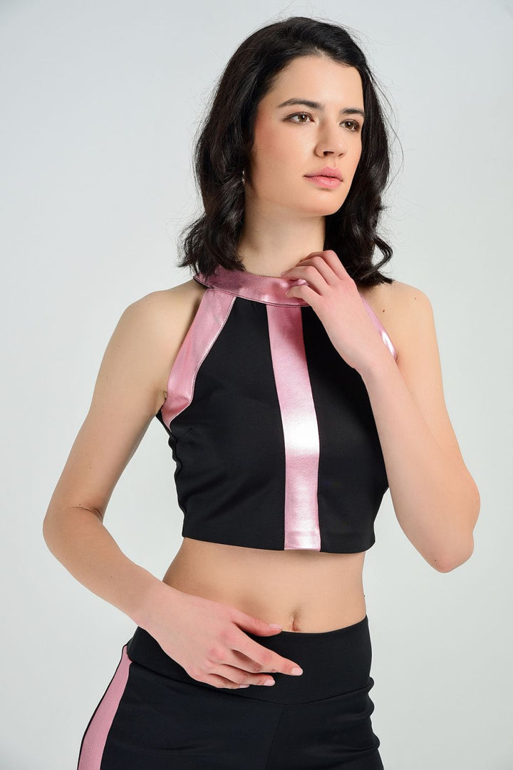SNS Sense Bustier Pink Lace and Gold Foil Garnished Blouse - ’s-Hertogenbosch