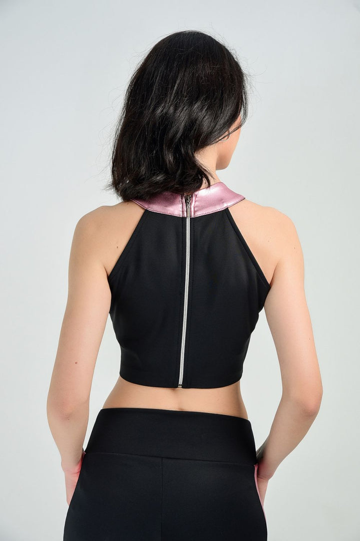 SNS Sense Bustier Pink Lace and Gold Foil Garnished Blouse - ’s-Hertogenbosch