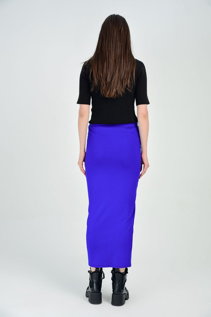 SNS Sense Saks Front Slit Metal Zipper Neoprene Skirt - Alexandria