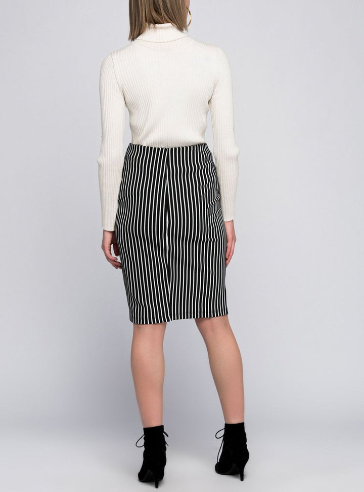 SNS Sense Black and White Striped Pencil Skirt - El Dorado